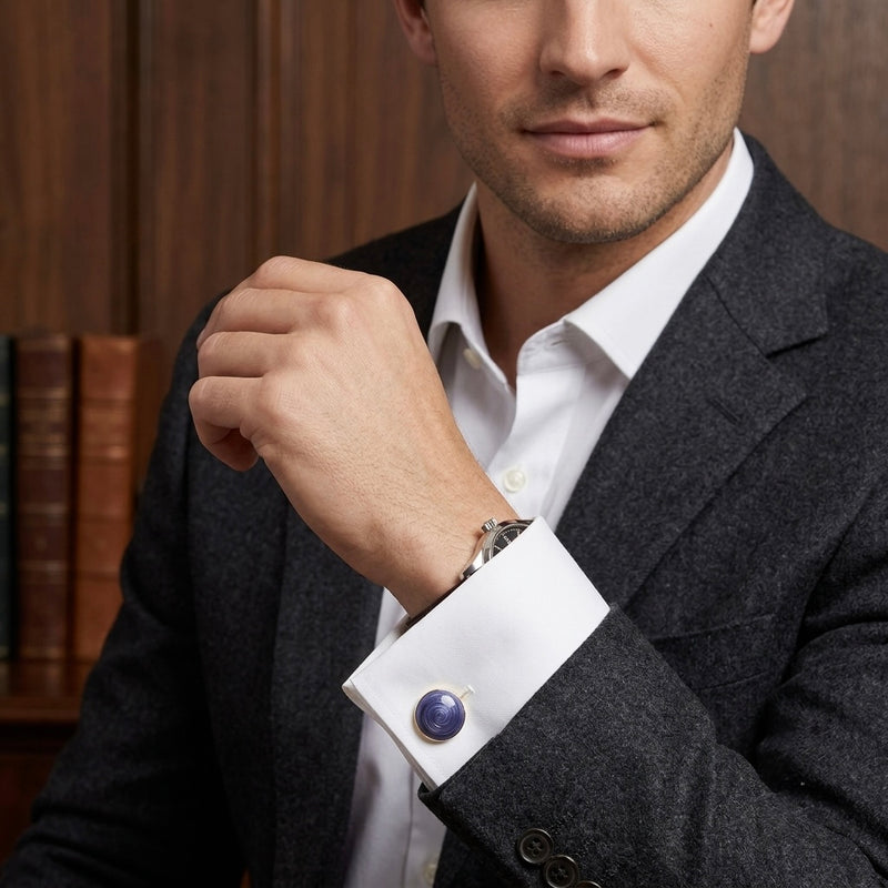 Elegant Blue Swirl Cufflinks