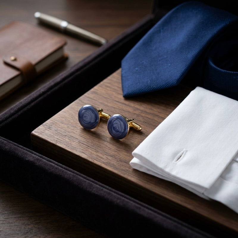 Elegant Blue Swirl Cufflinks