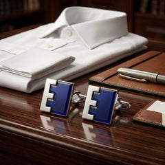 Contemporary Blue & Silver Cufflinks