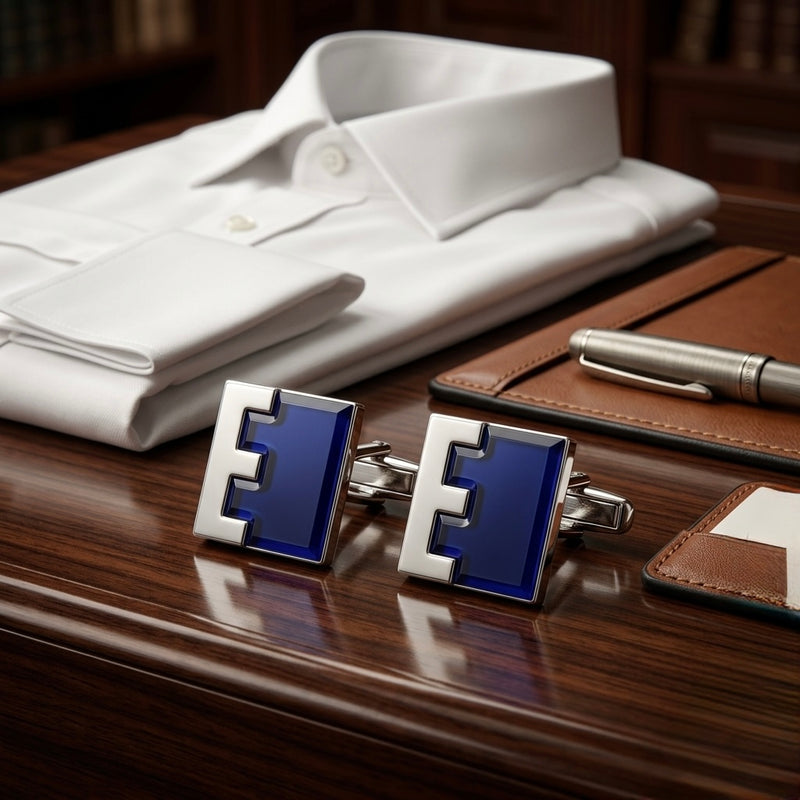 Contemporary Blue & Silver Cufflinks