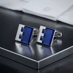 Contemporary Blue & Silver Cufflinks