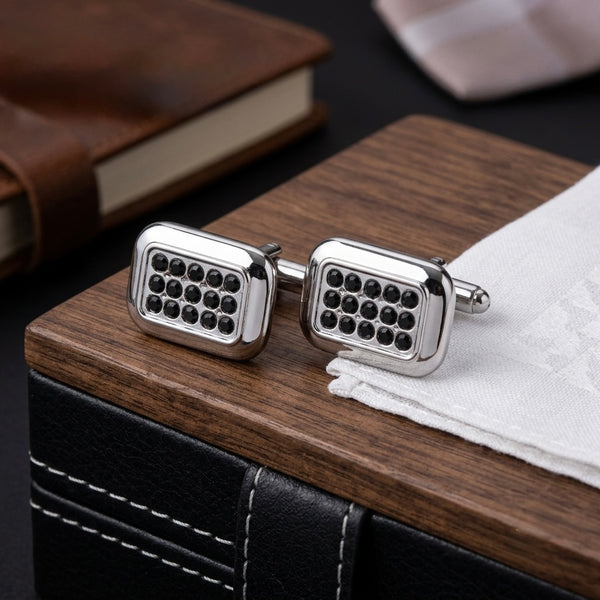 Modern Silver & Black Cufflinks