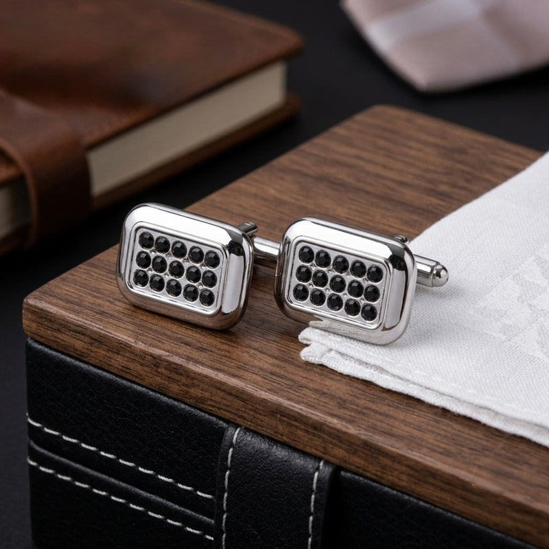 Modern Silver & Black Cufflinks