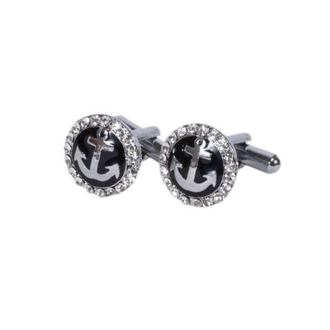 Nautical Anchor Crystal Cufflinks