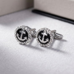 Nautical Anchor Crystal Cufflinks