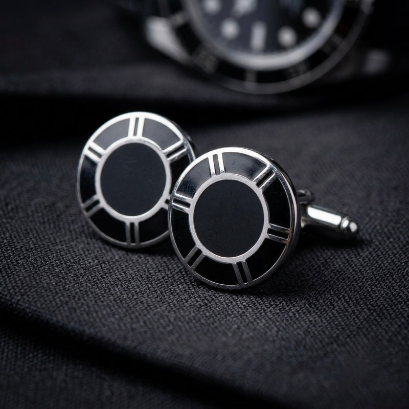 Classic Black & Silver Cufflinks