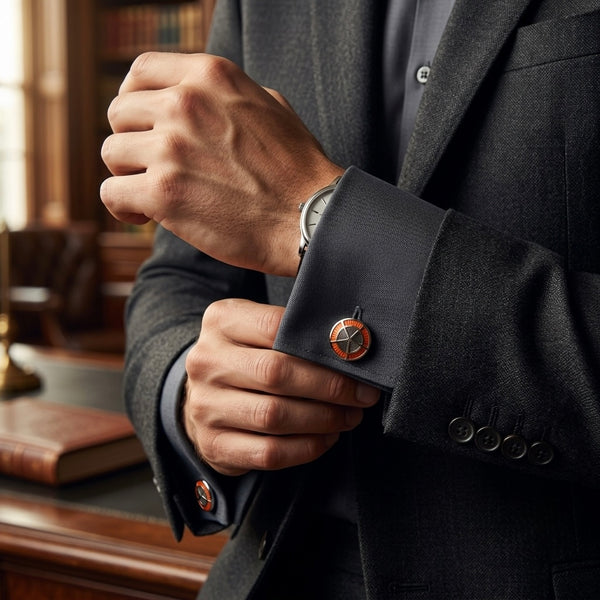 Elegant Red & Silver Cufflinks