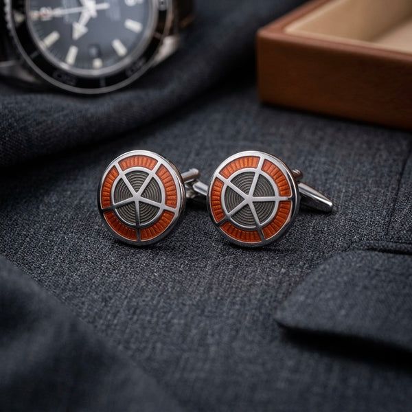 Elegant Red & Silver Cufflinks