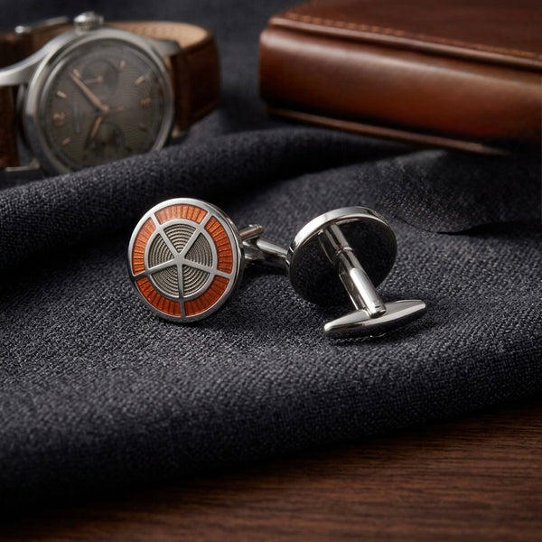 Elegant Red & Silver Cufflinks