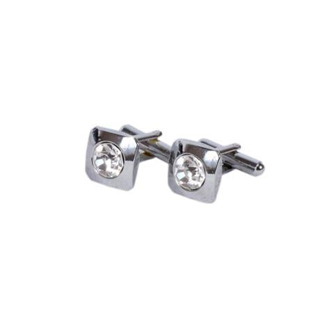 Silver Crystal Square Cufflinks