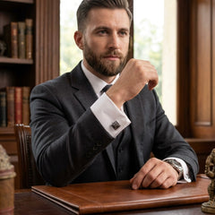 Geometric Gunmetal Cufflinks