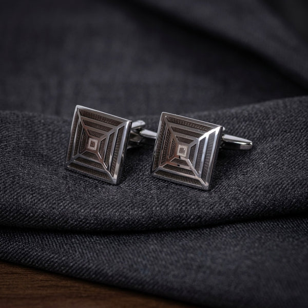 Geometric Gunmetal Cufflinks