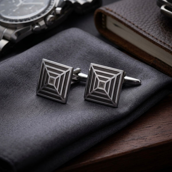 Geometric Gunmetal Cufflinks