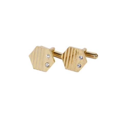 Geometric Crystal-Accented Gold Cufflinks