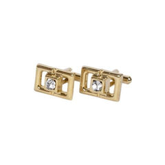 Open-Geometric Crystal Gold Cufflinks