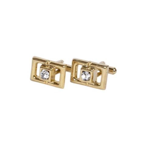 Open-Geometric Crystal Gold Cufflinks