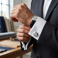 Hexagonal Crystal Solitaire Cufflinks
