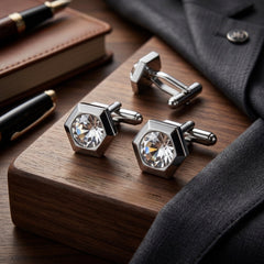 Hexagonal Crystal Solitaire Cufflinks