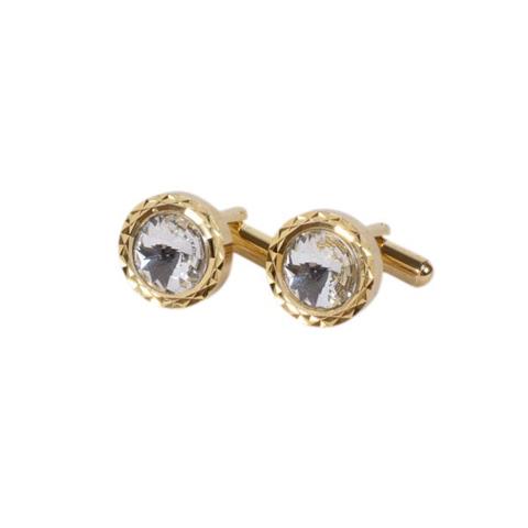 Classic Gold & Crystal Stud Cufflinks