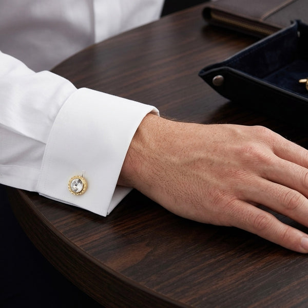 Classic Gold & Crystal Stud Cufflinks