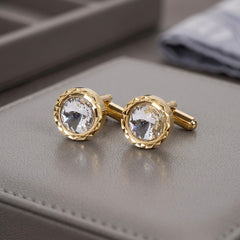 Classic Gold & Crystal Stud Cufflinks