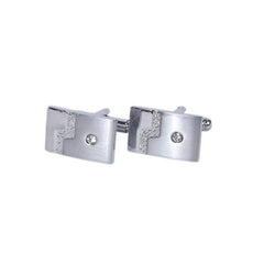 Contemporary Silver & Crystal Accent Cufflinks