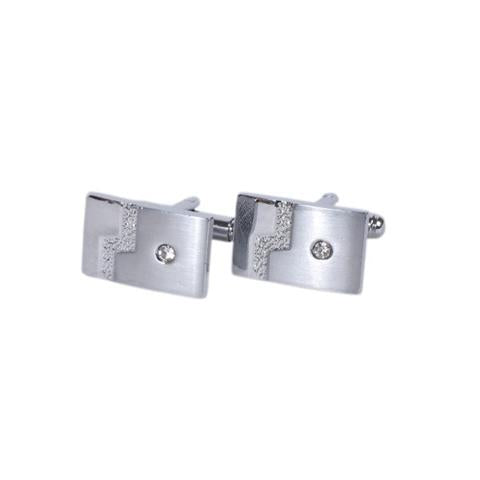 Contemporary Silver & Crystal Accent Cufflinks