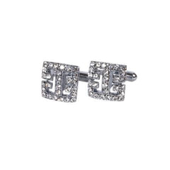 Contemporary Silver & Crystal Accent Cufflinks