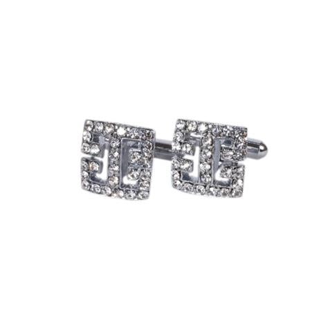 Contemporary Silver & Crystal Accent Cufflinks