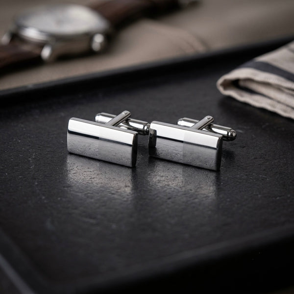 Polished Silver Classic Rectangular Cufflinks