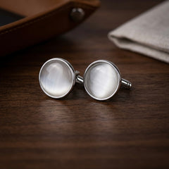 Round Cat’s Eye Gemstone Cufflinks