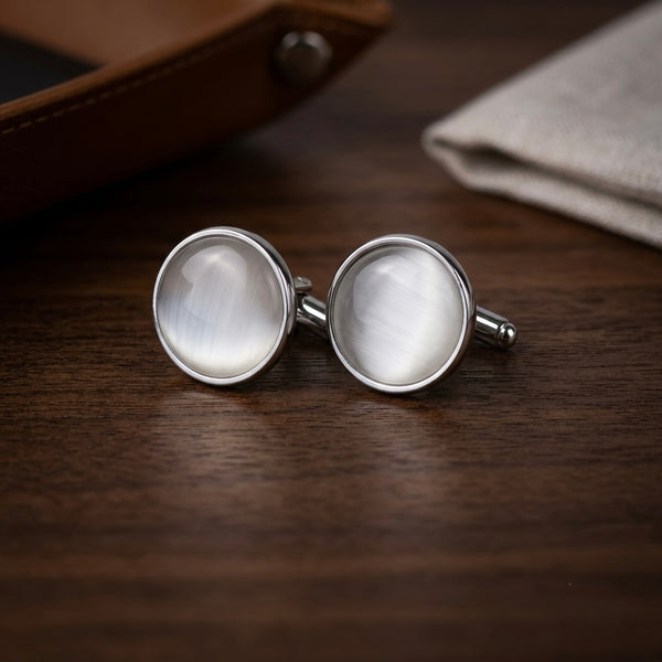 Round Cat’s Eye Gemstone Cufflinks