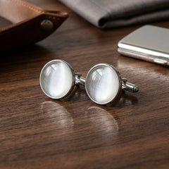 Round Cat’s Eye Gemstone Cufflinks