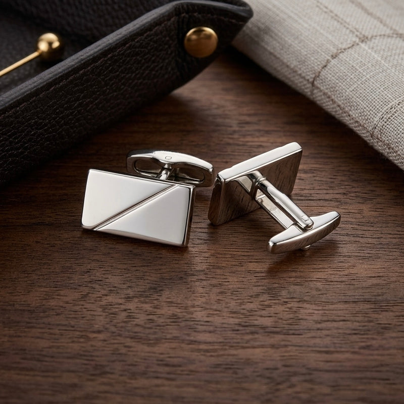 Silver-Tone Rectangular Cufflinks