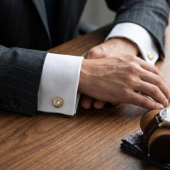 Classic Crystal & Gold-Tone Cufflinks