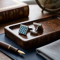 Teal & Mother-of-Pearl Checkerboard Square Cufflinks
