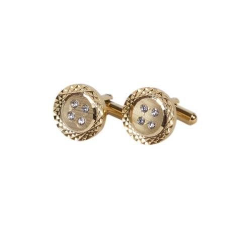 Gold-Tone Button-Design Cufflinks
