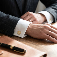 Gold-Tone Button-Design Cufflinks