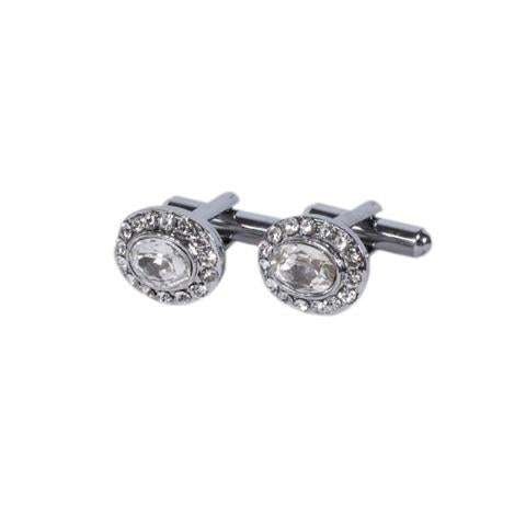 Oval Crystal Halo Cufflinks