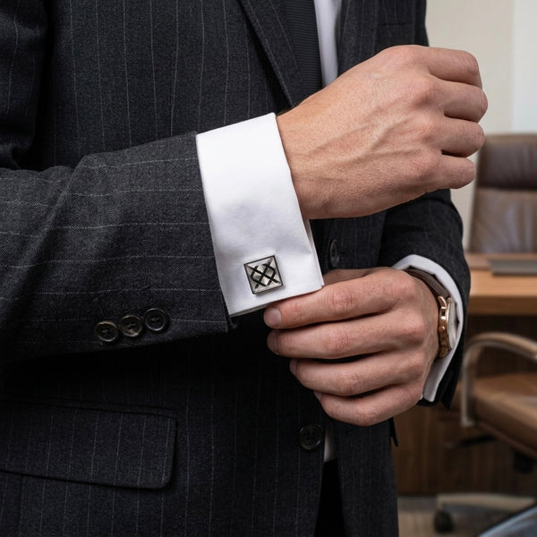 Square Lattice Glass Pattern Cufflinks