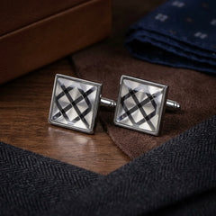 Square Lattice Glass Pattern Cufflinks