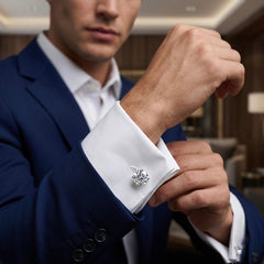 Classic Solitaire Crystal Cufflinks – Silver Tone