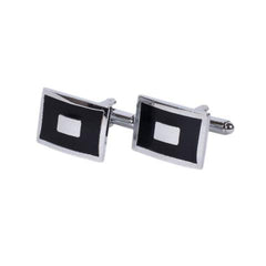 Classic Geometric Black & Silver Cufflinks