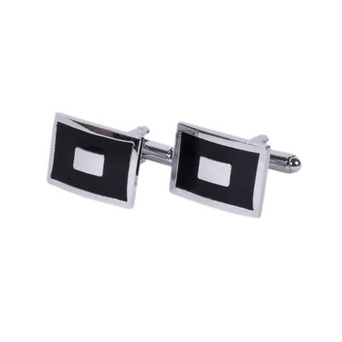 Classic Geometric Black & Silver Cufflinks