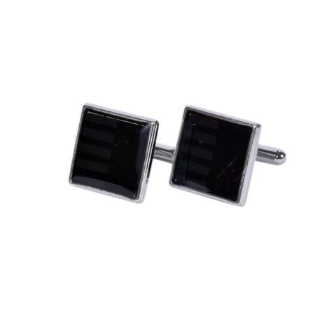 Sleek Onyx-Style Striped Square Cufflinks
