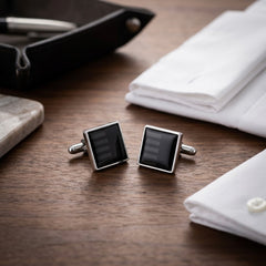 Sleek Onyx-Style Striped Square Cufflinks