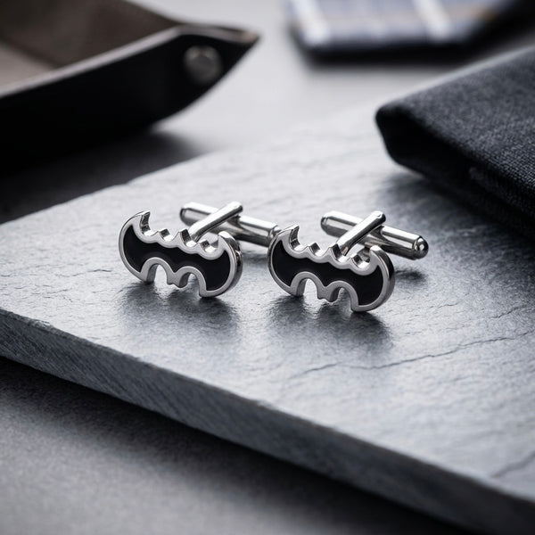 Classic Black & Silver Bat Signal Cufflinks