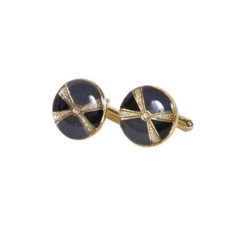 Vintage Gold & Black Enamel Geometric Cufflinks