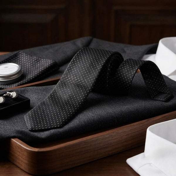 Midnight Onyx Pin-Dot Woven Necktie