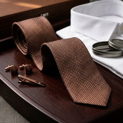 Textured Brown Woven Tie